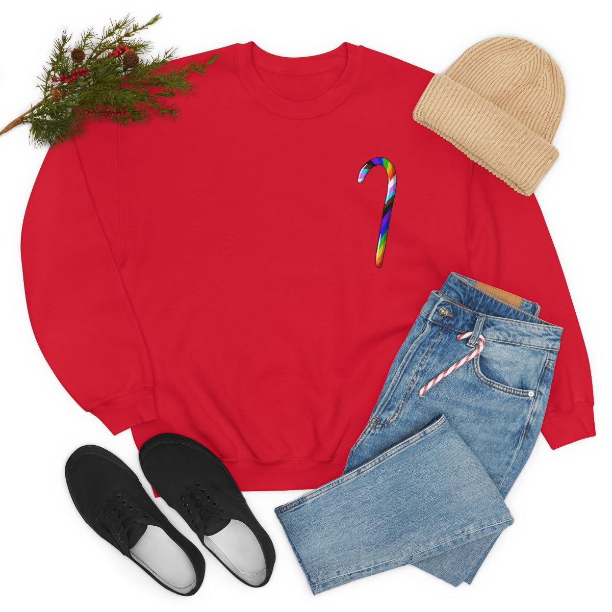 Candy Cane Progress Pride Stripes Crewneck Sweatshirt
