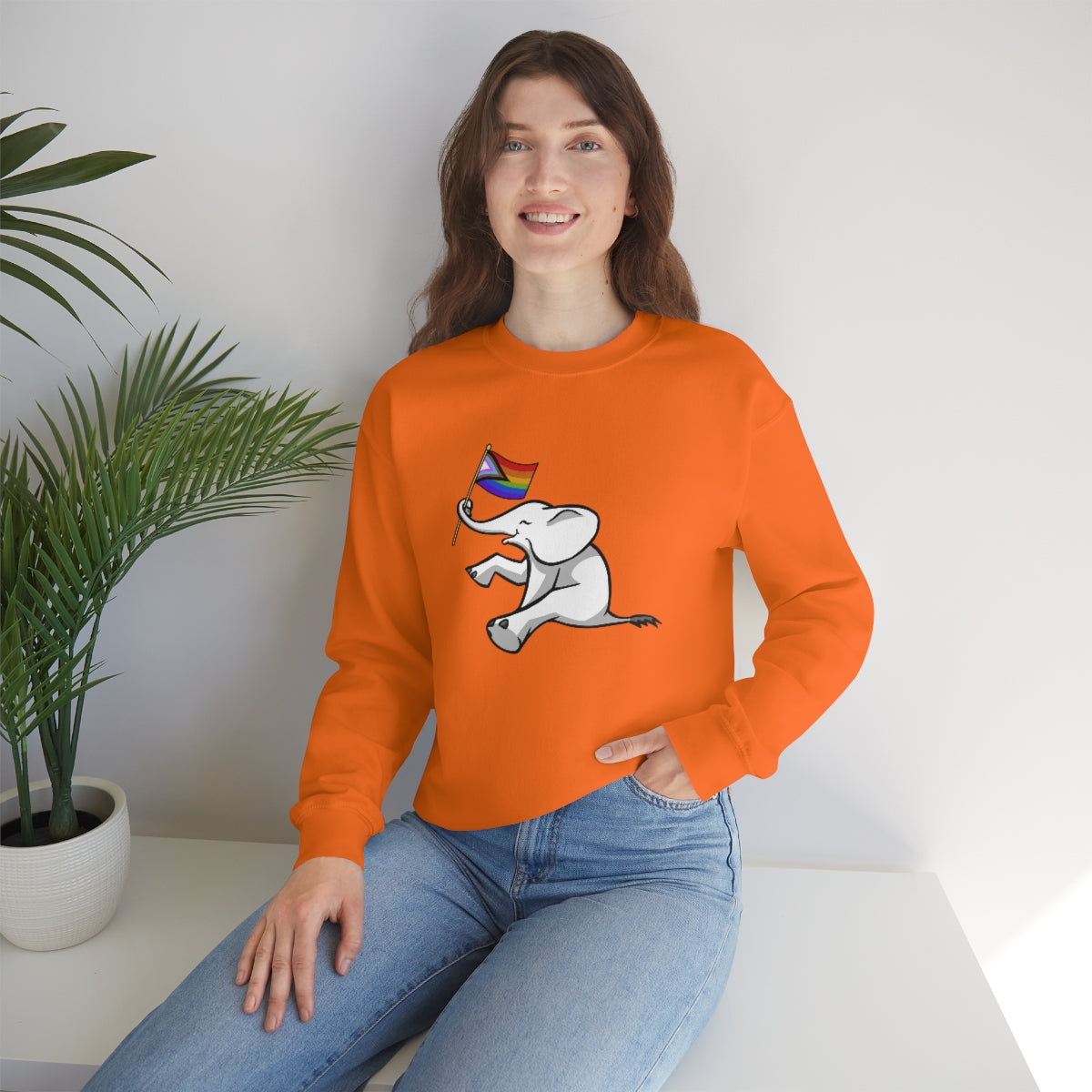 White Elephant Holiday Pride Flag Crewneck Sweatshirt
