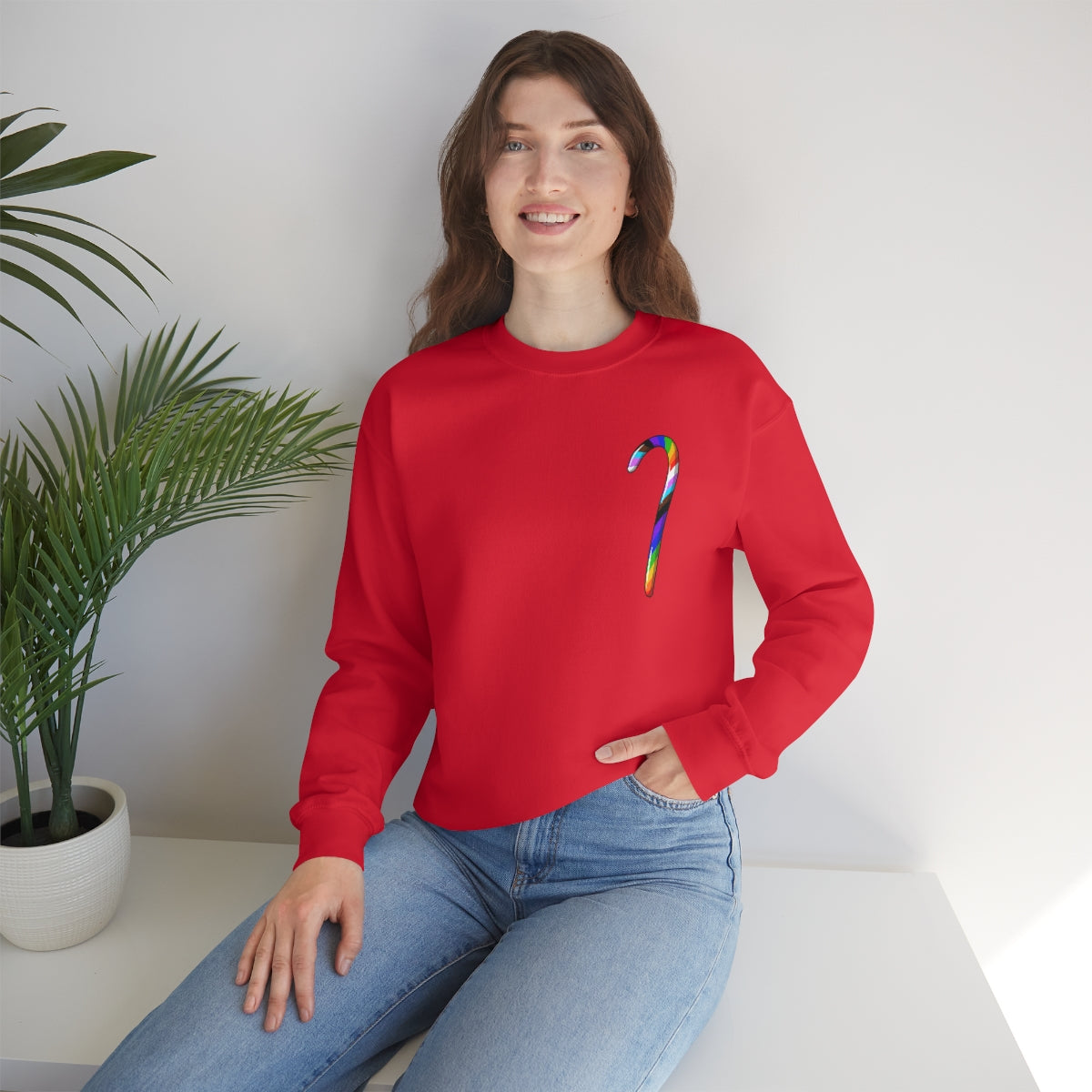 Candy Cane Progress Pride Stripes Crewneck Sweatshirt