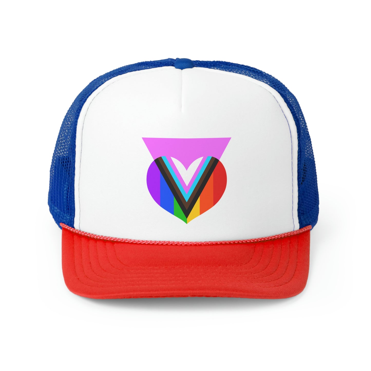 Pink Progress Pride Heart Trucker Cap