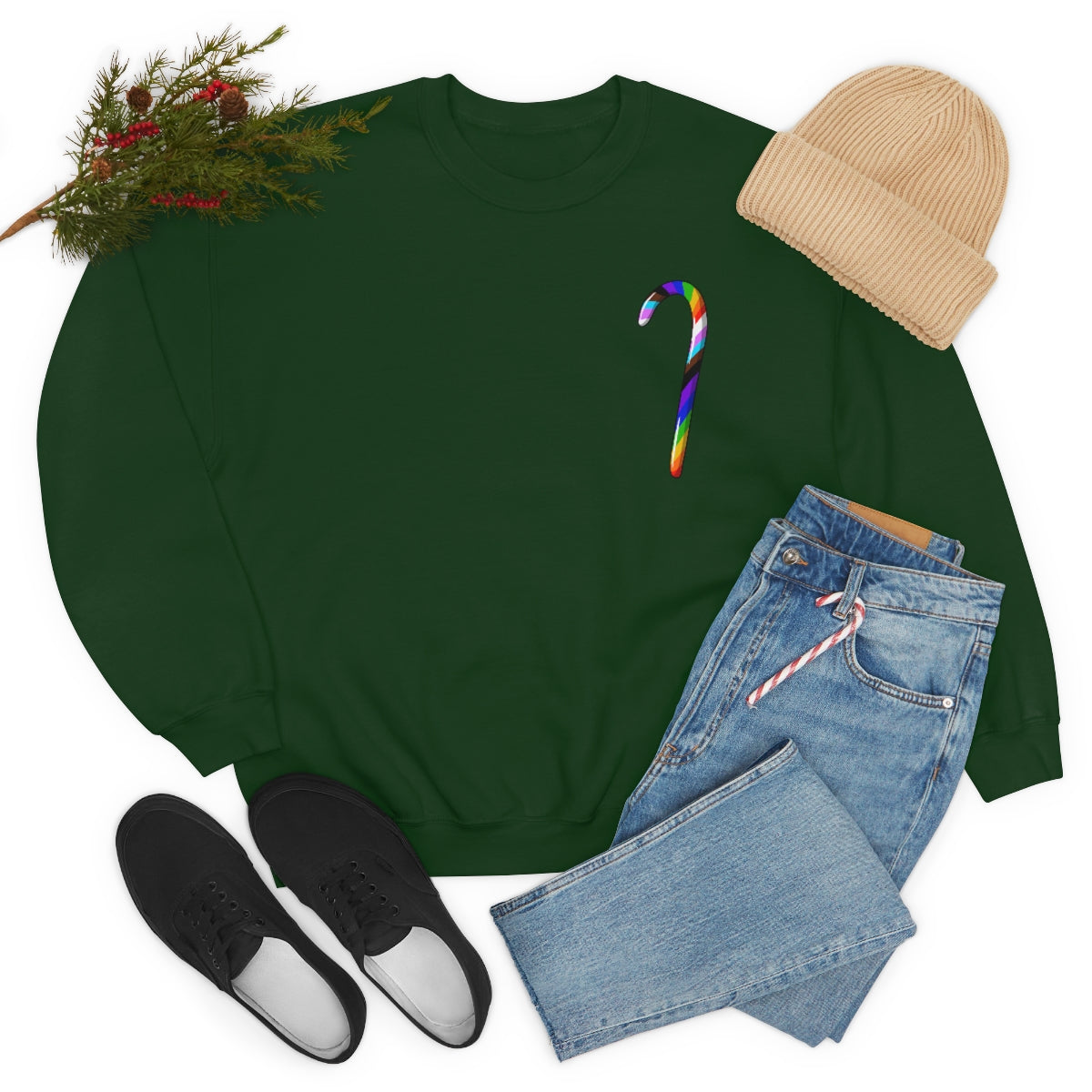 Candy Cane Progress Pride Stripes Crewneck Sweatshirt