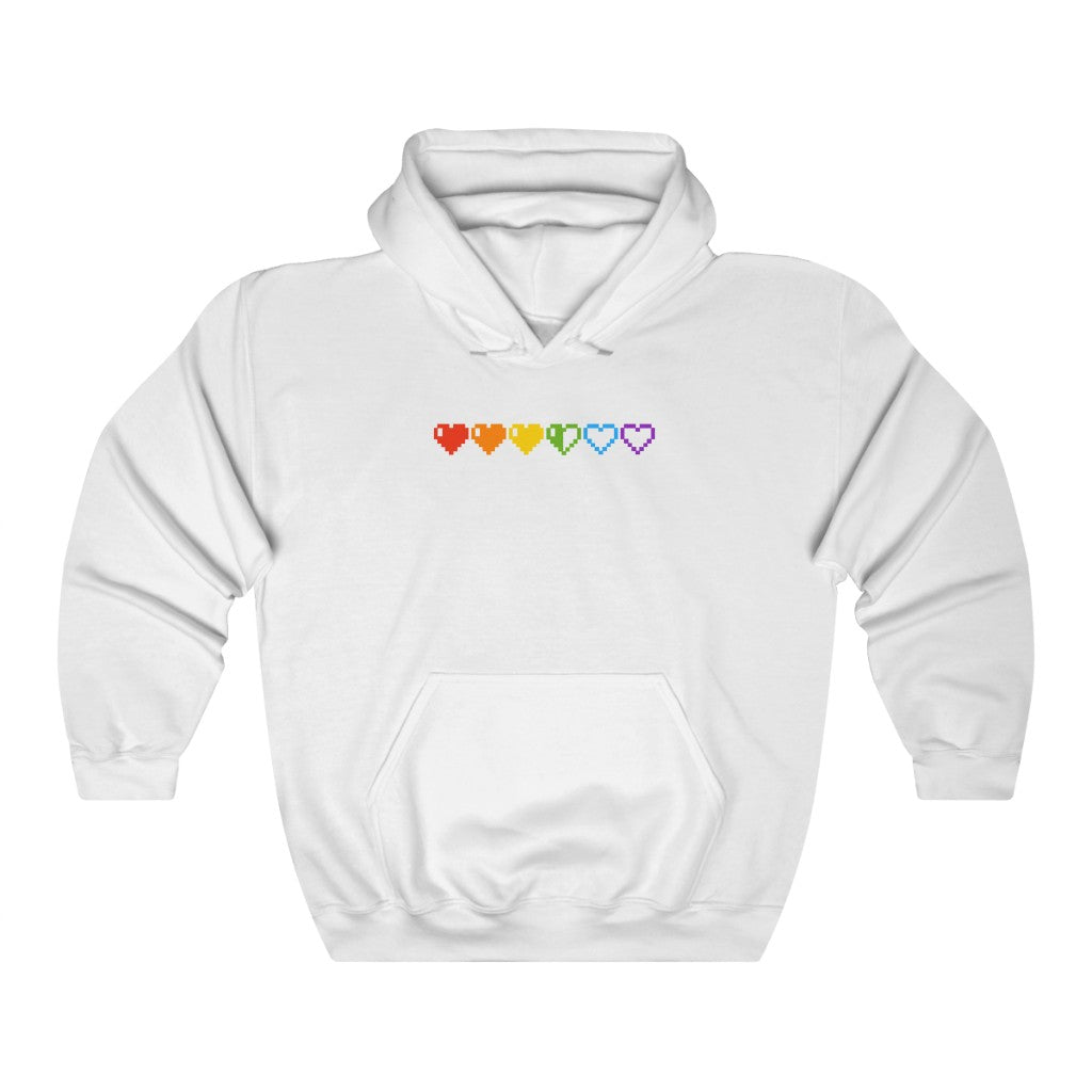 Pixelated Pride Hearts Hoodie