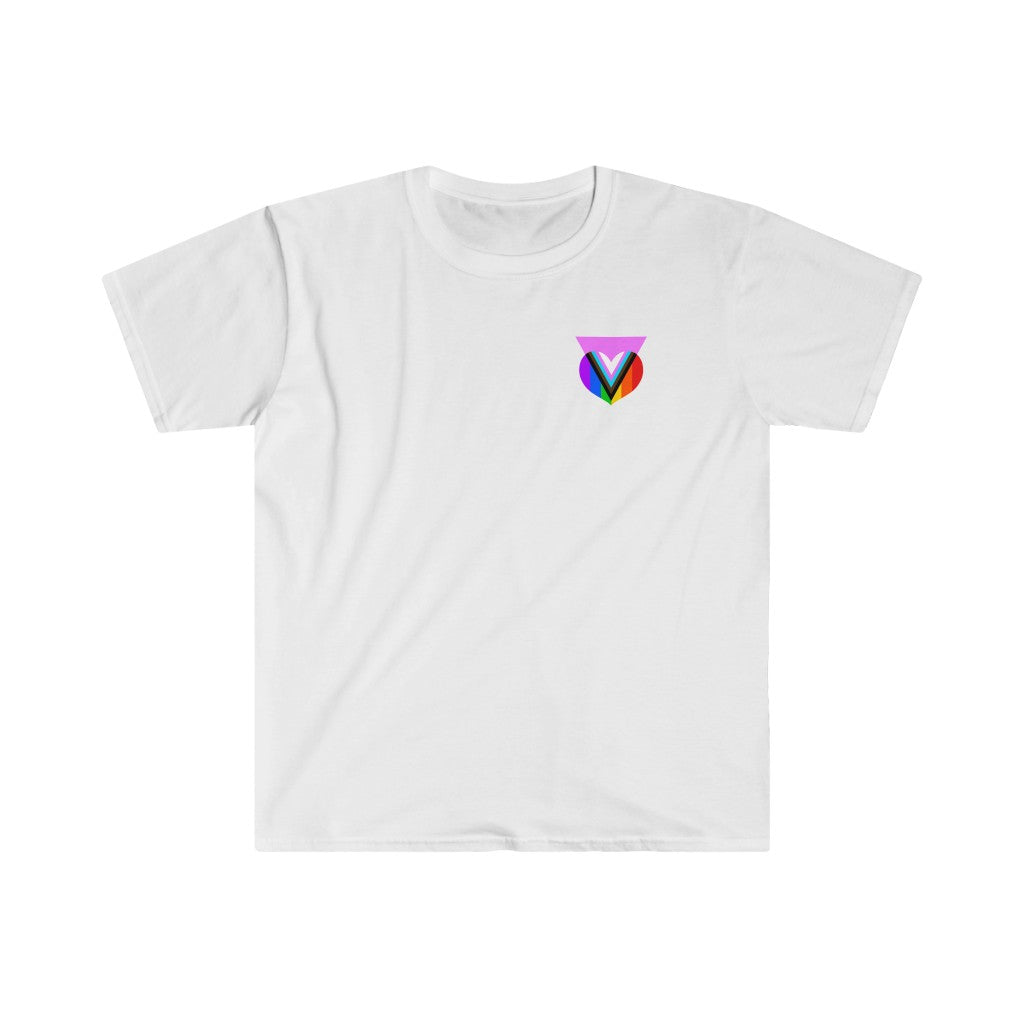 Pink Progress Pride Heart Badge Tee