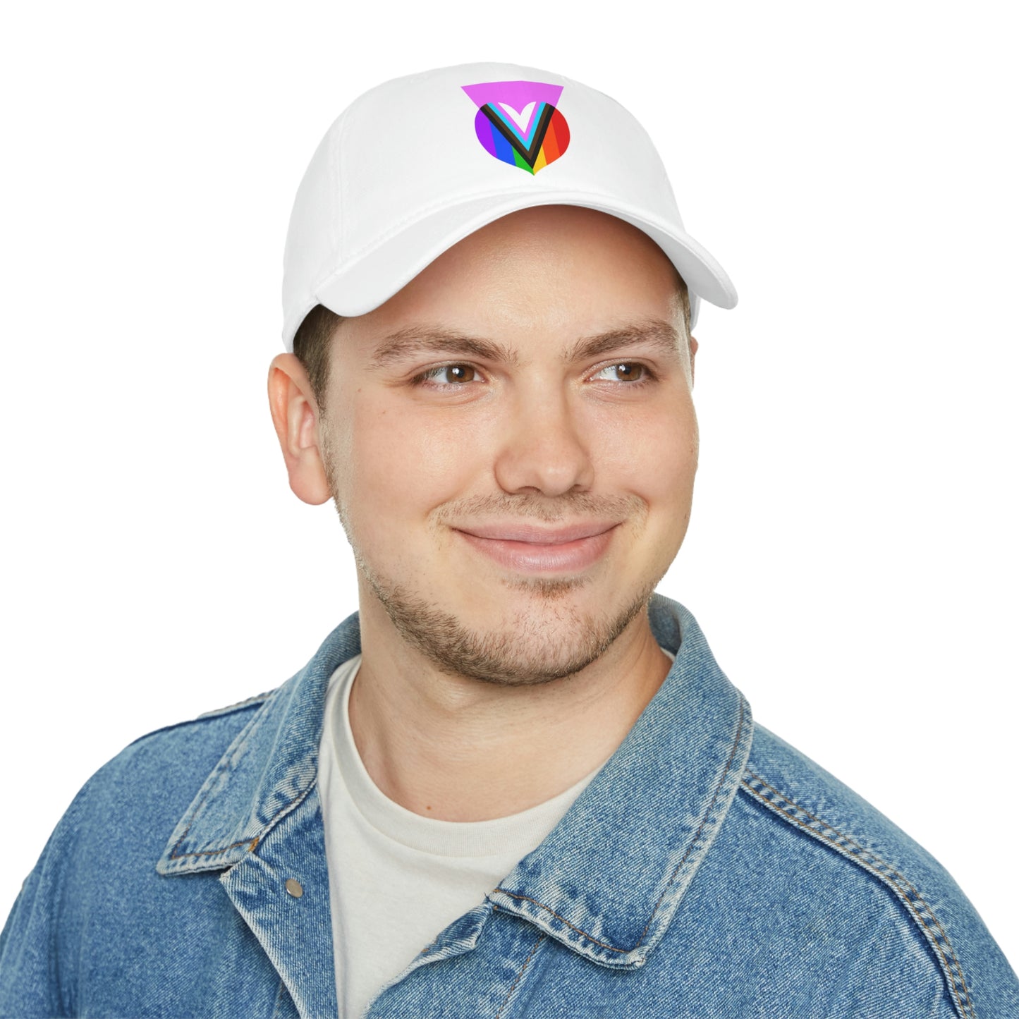 Pink Progress Pride Heart Low Profile Baseball Cap