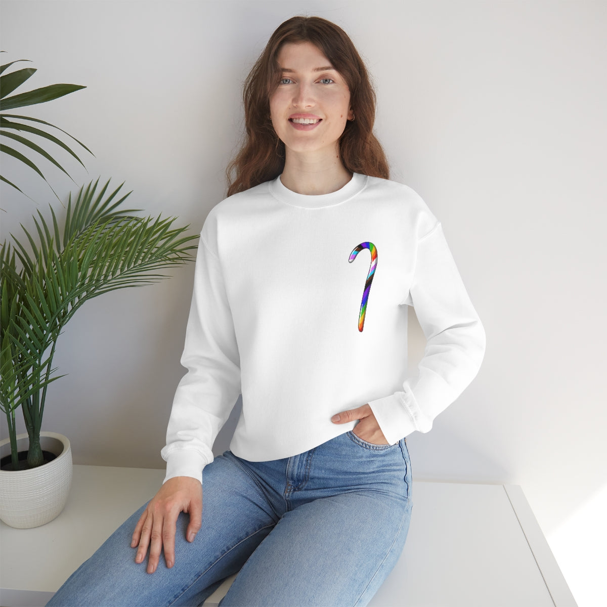 Candy Cane Progress Pride Stripes Crewneck Sweatshirt