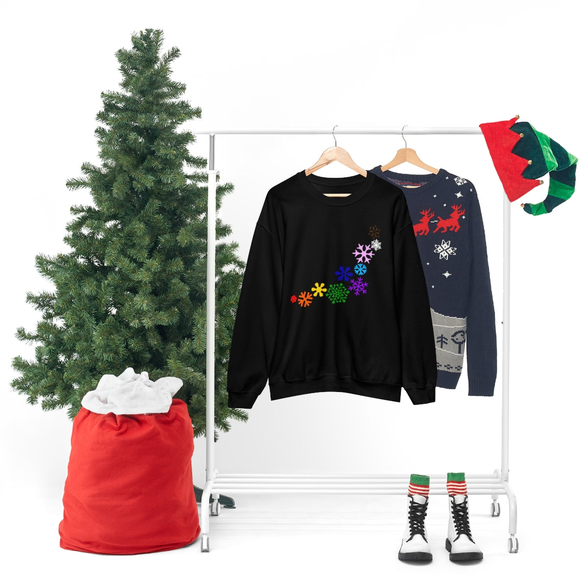 Rainbow Snowflakes Crewneck Sweatshirt