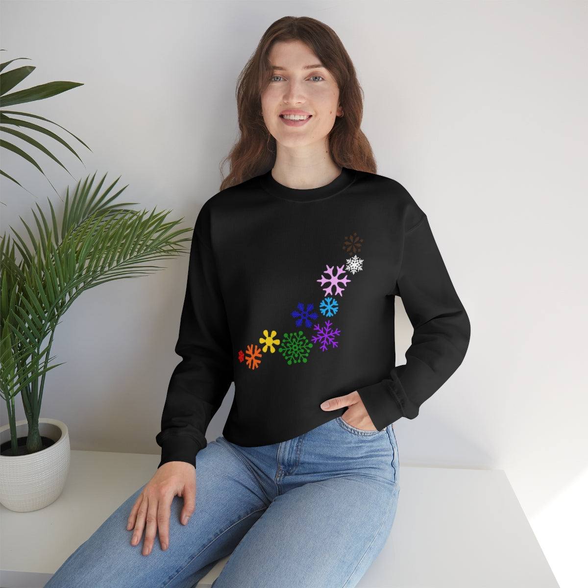 Rainbow Snowflakes Crewneck Sweatshirt