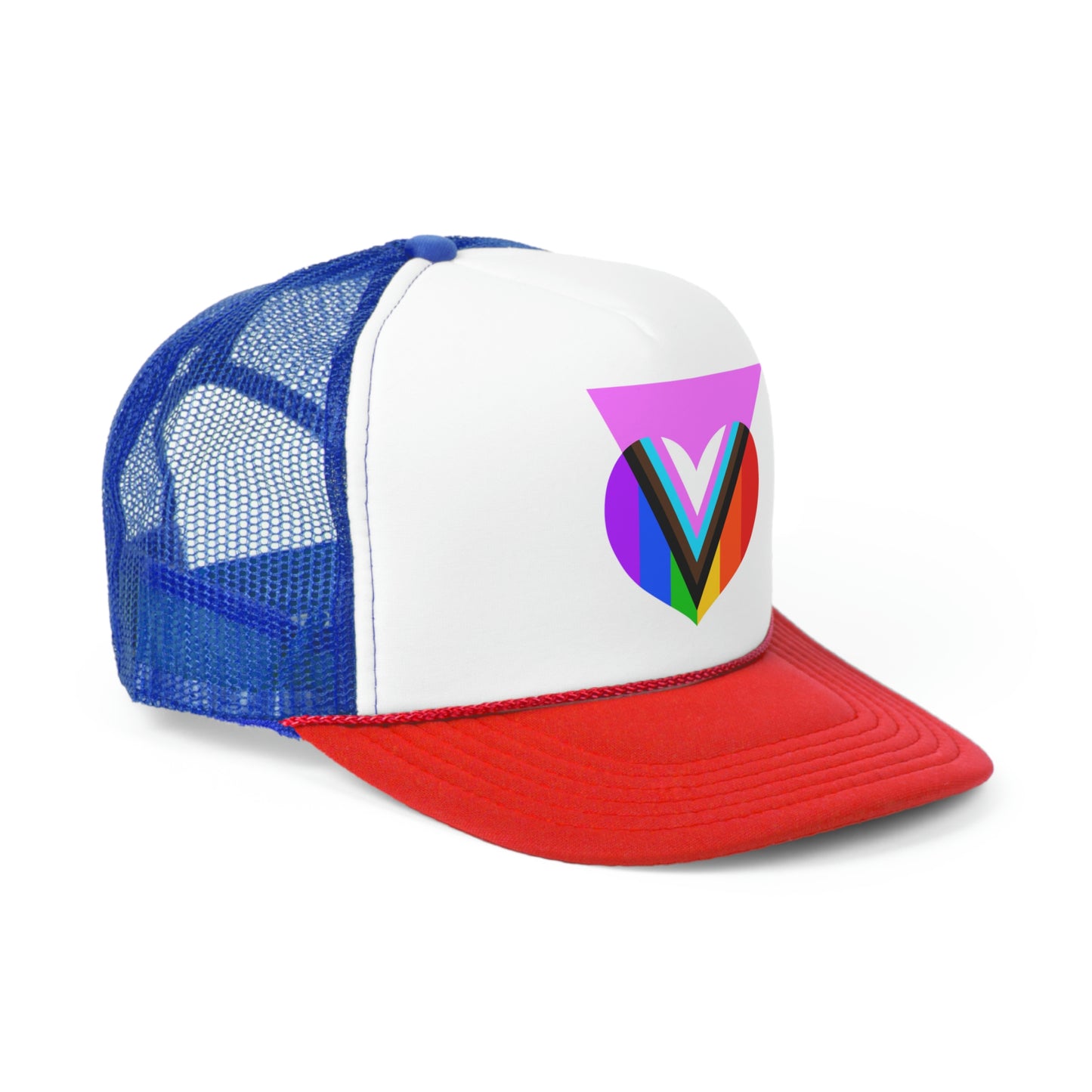 Pink Progress Pride Heart Trucker Cap