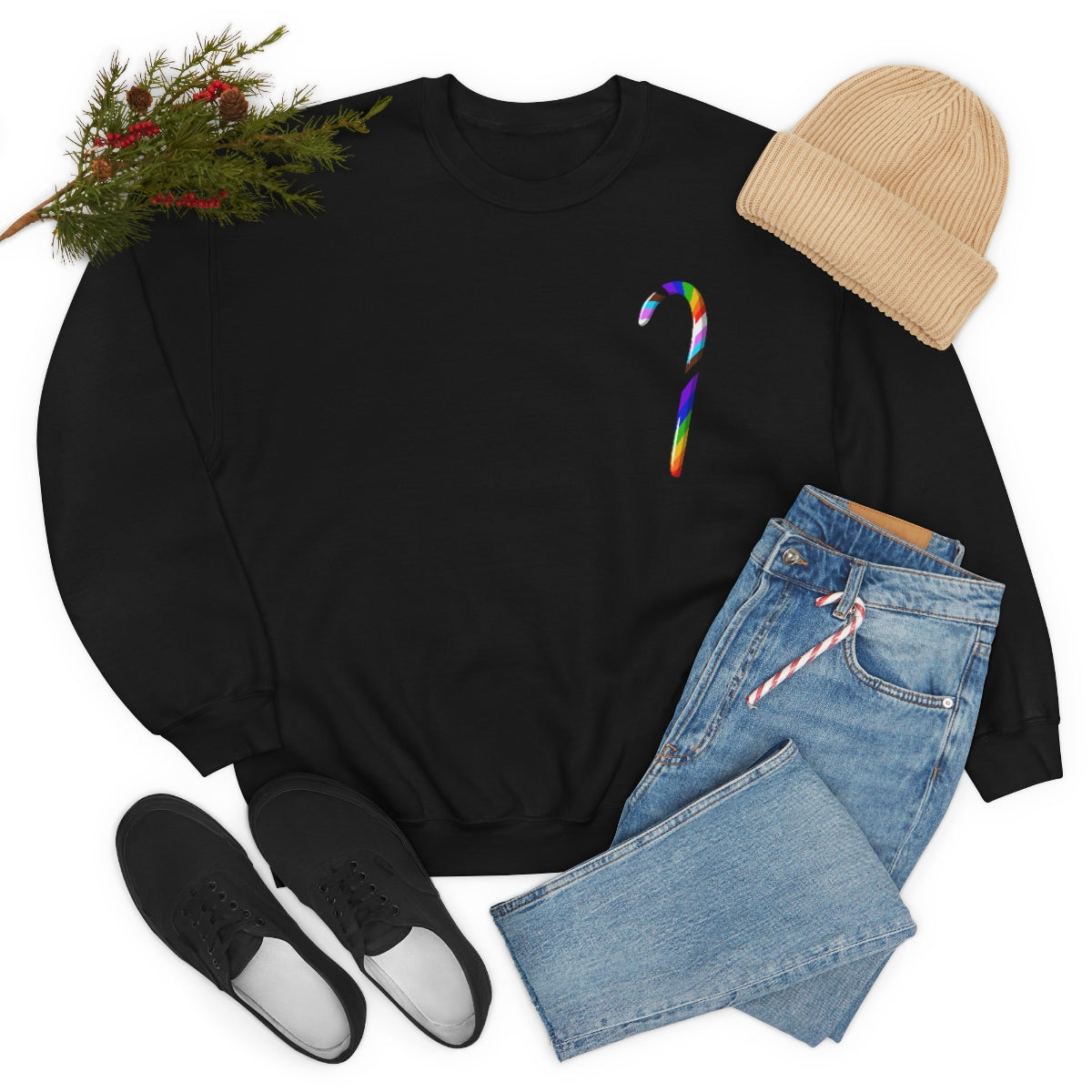 Candy Cane Progress Pride Stripes Crewneck Sweatshirt