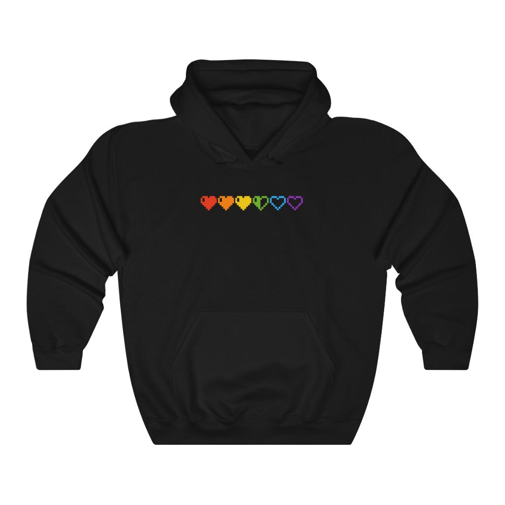 Pixelated Pride Hearts Hoodie