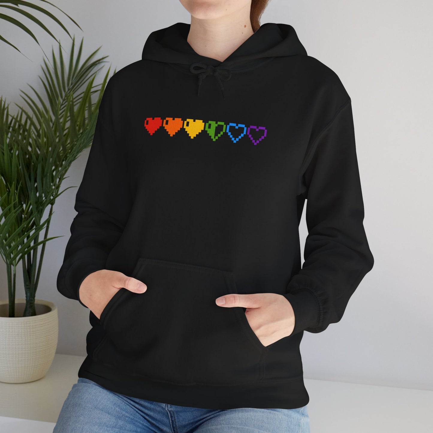 Pixelated Pride Hearts Hoodie