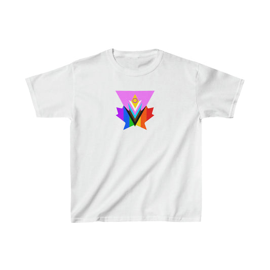 Kids-size Pink Progress Pride Maple Tee