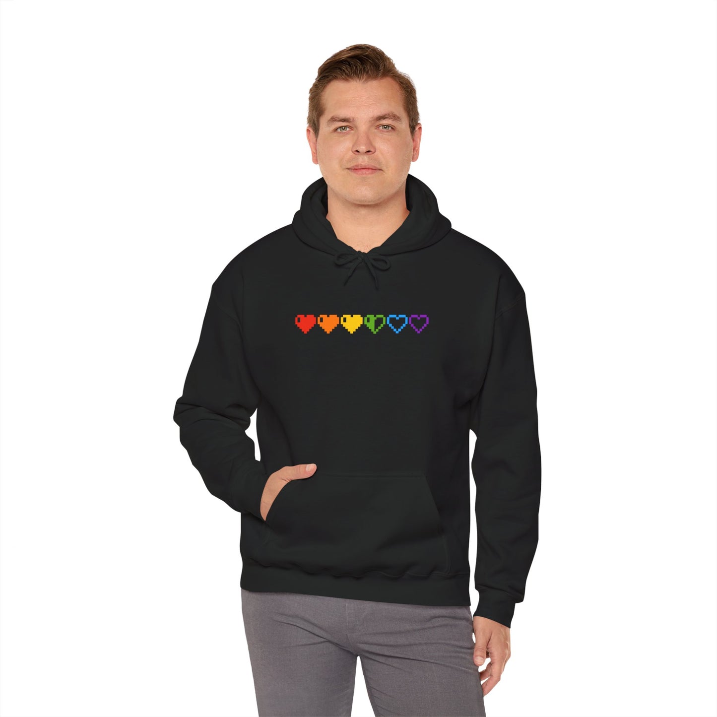 Pixelated Pride Hearts Hoodie