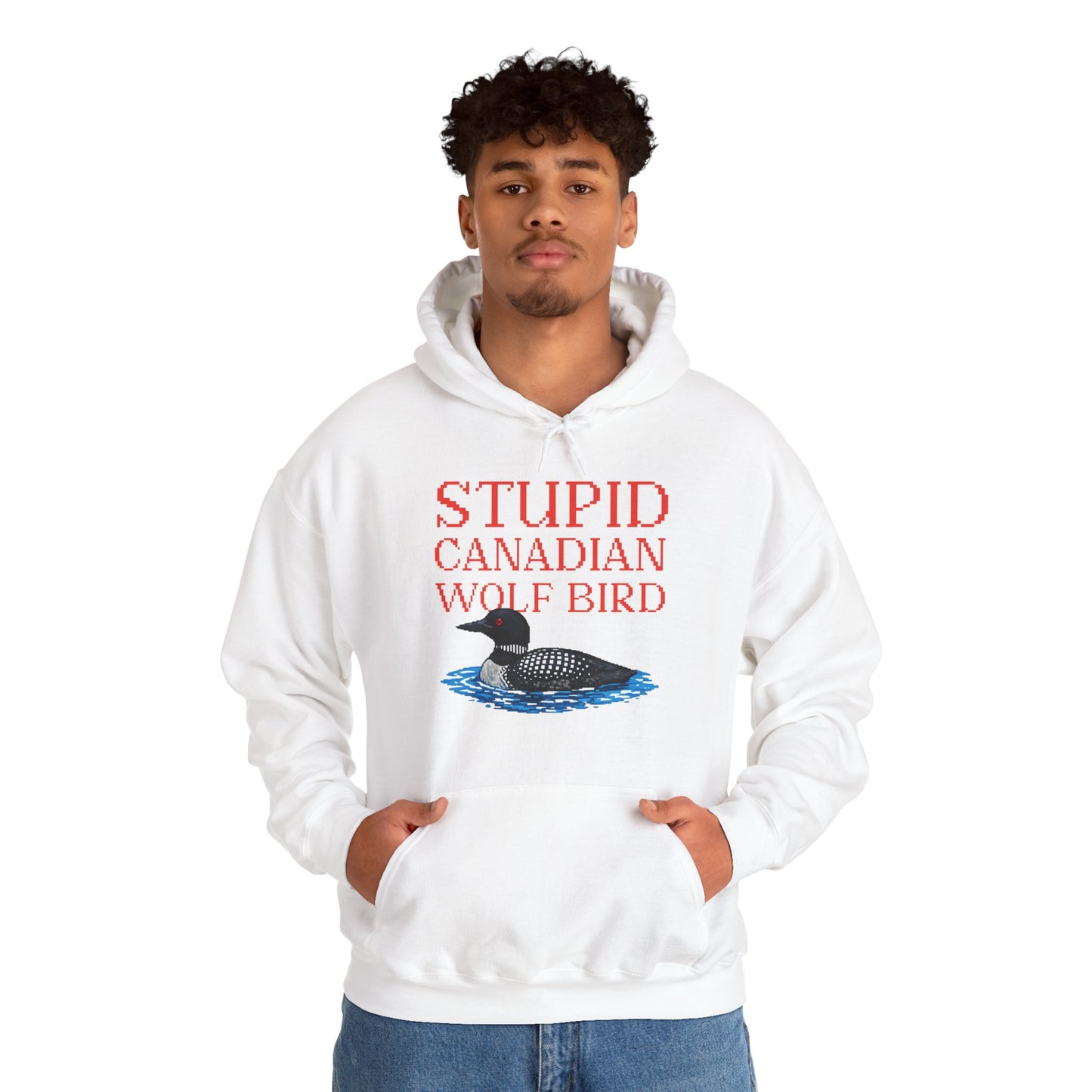 Stupid Canadian Wolf Bird Hoodie