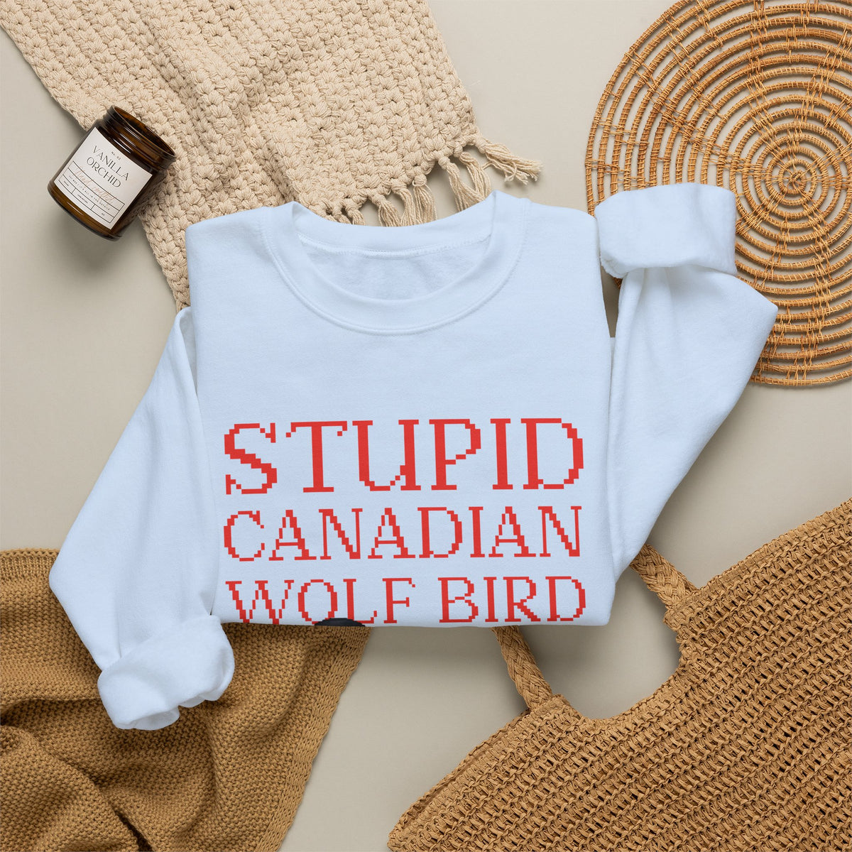 Stupid Canadian Wolf Bird Sweatshirt