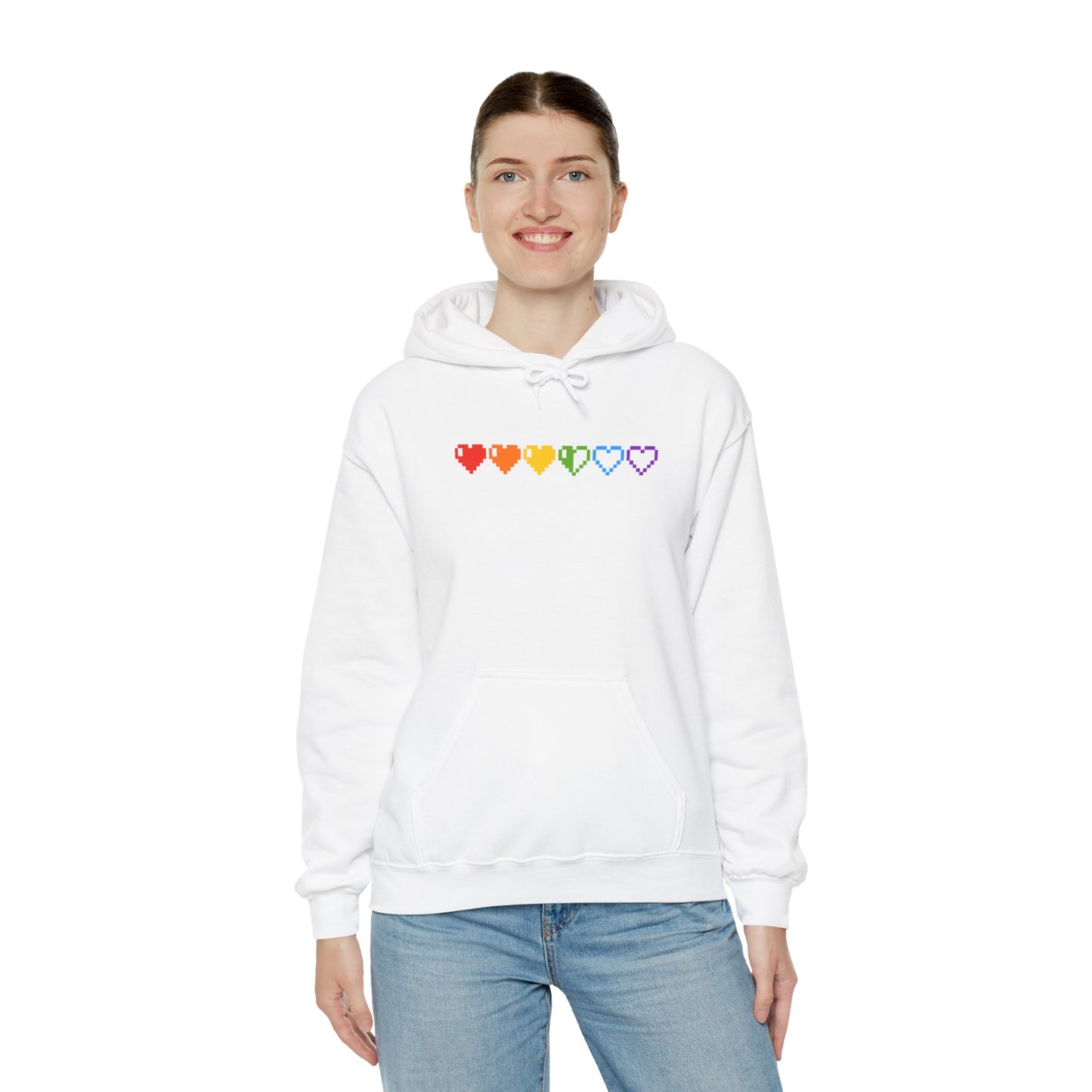 Pixelated Pride Hearts Hoodie