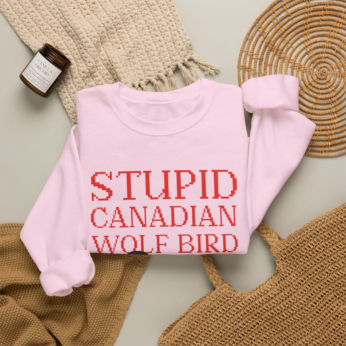 Stupid Canadian Wolf Bird Sweatshirt