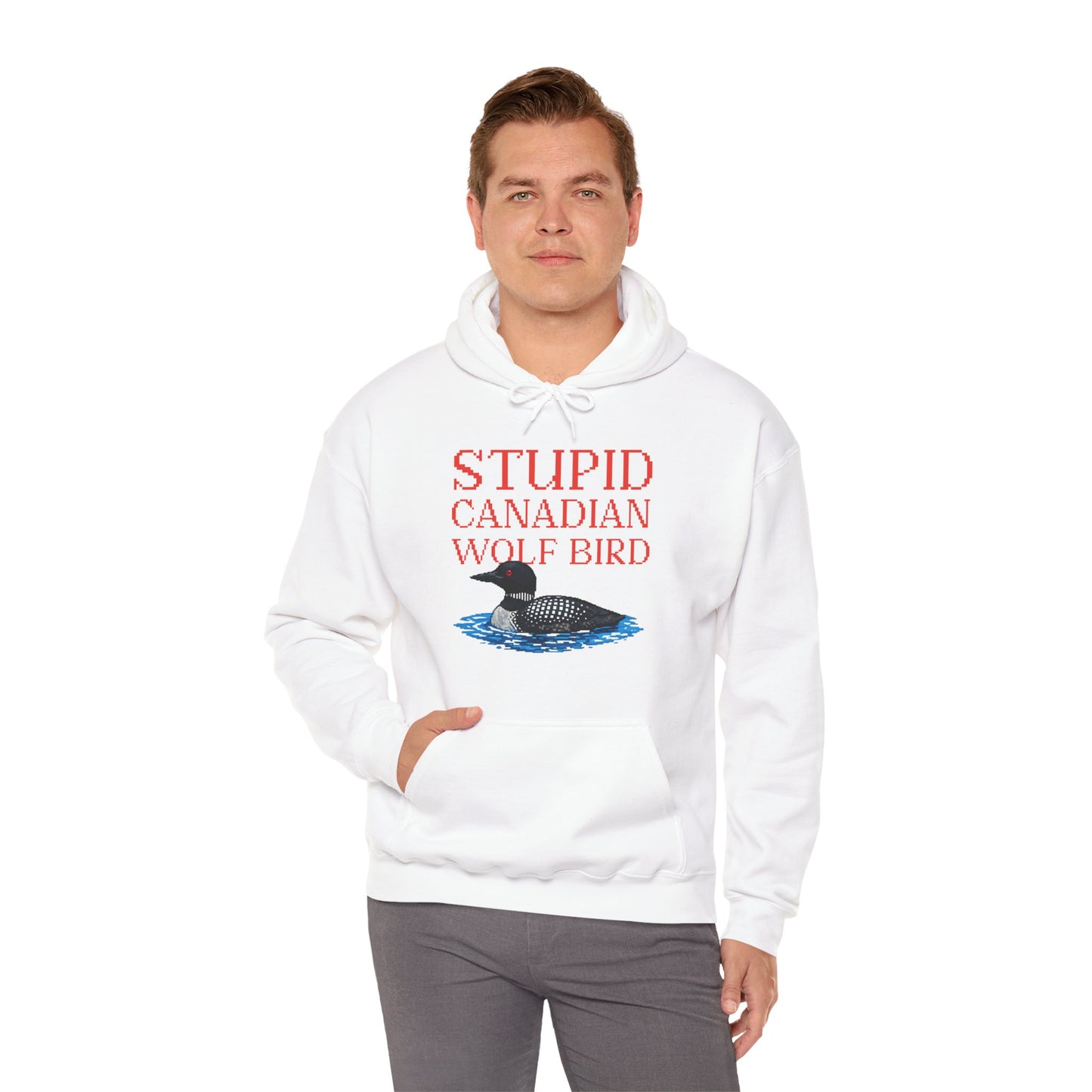 Stupid Canadian Wolf Bird Hoodie