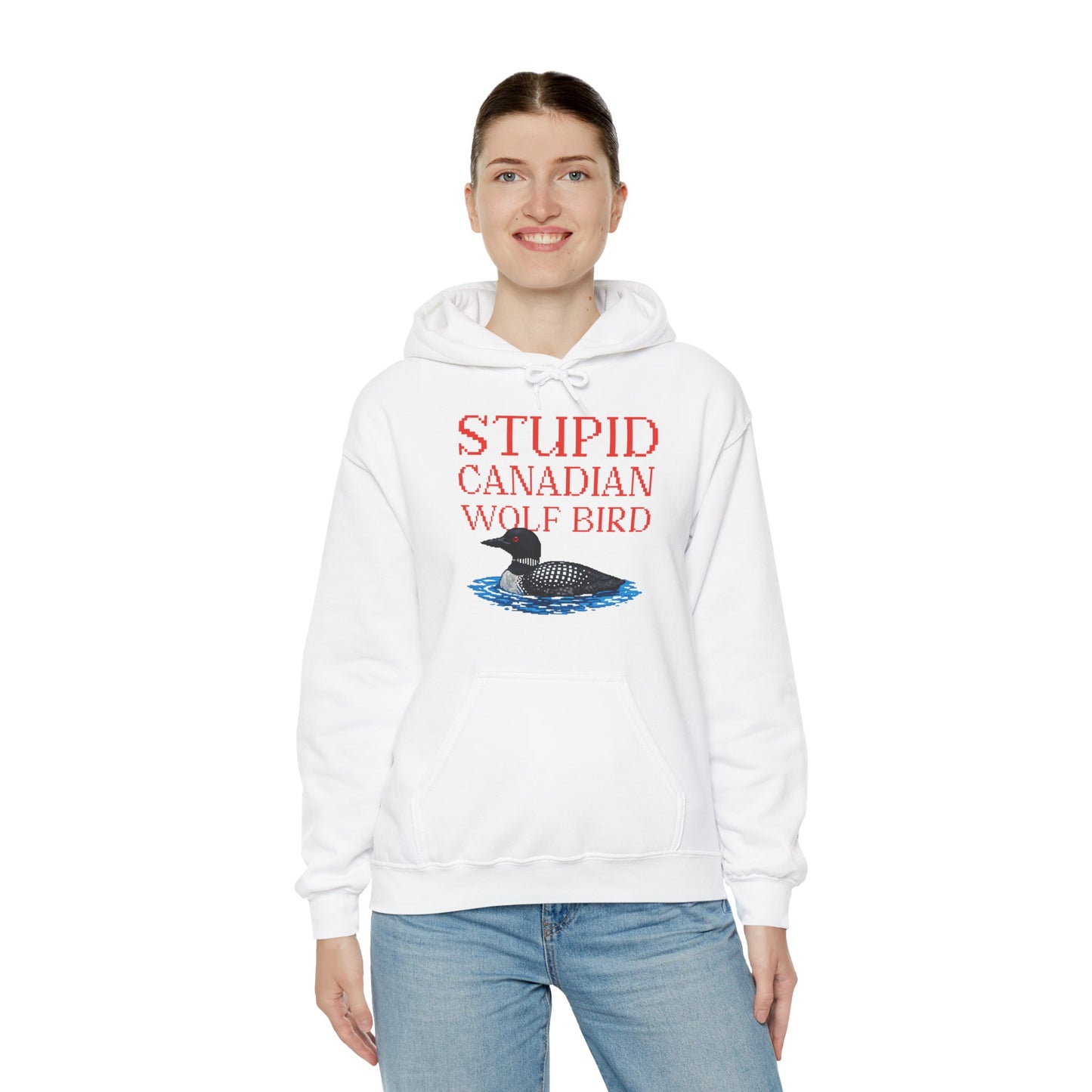 Stupid Canadian Wolf Bird Hoodie