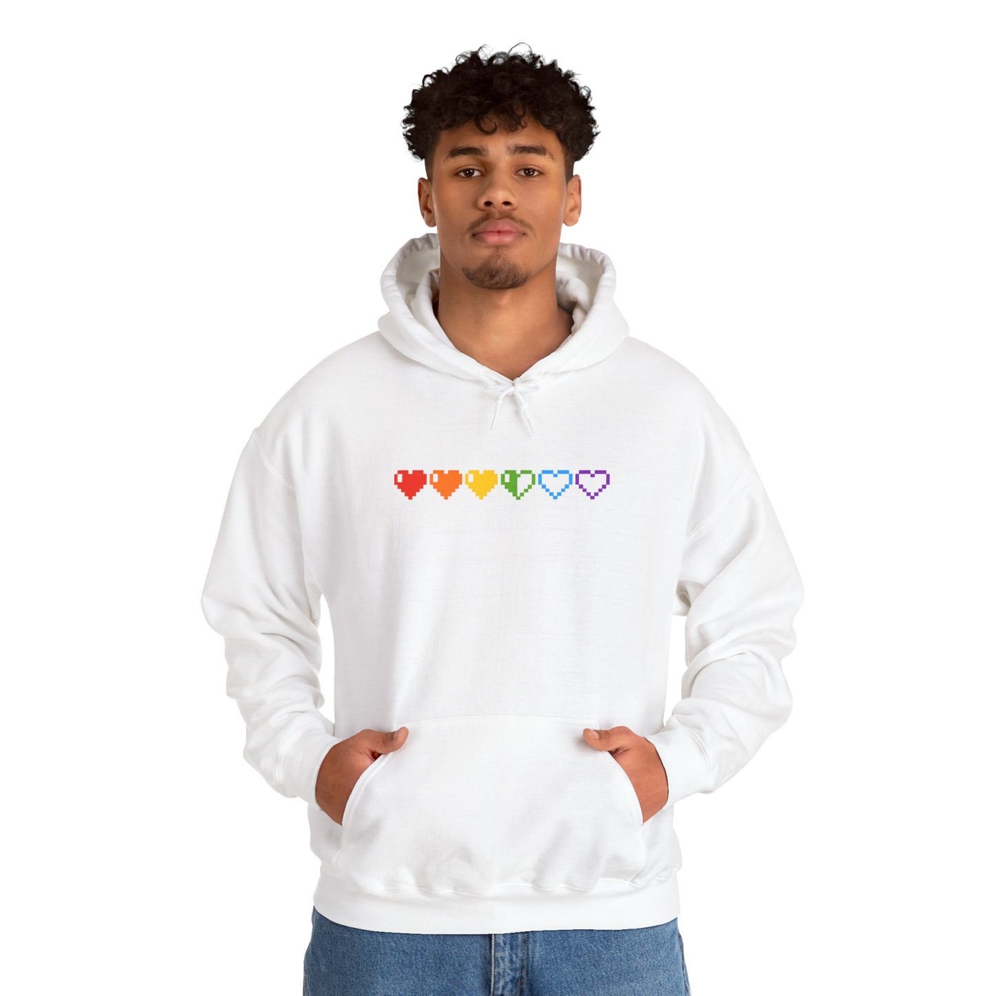 Pixelated Pride Hearts Hoodie
