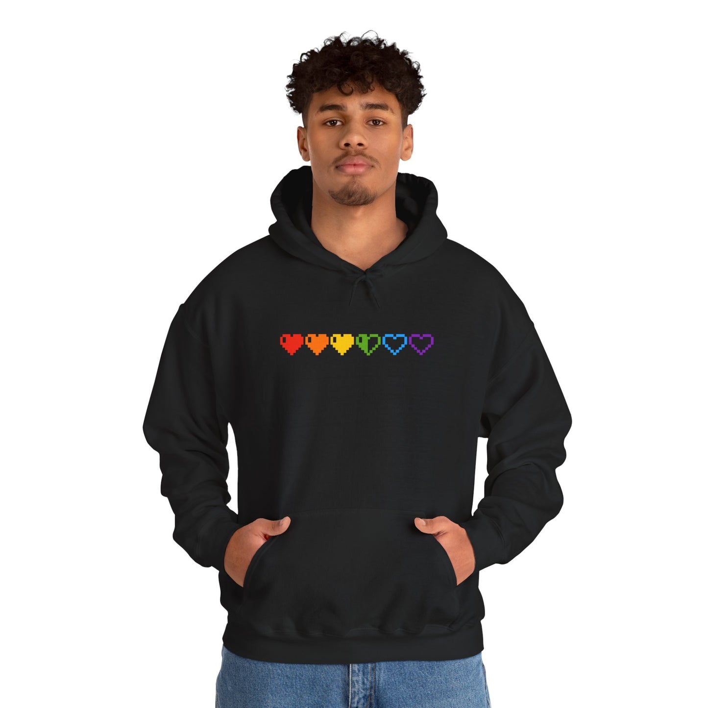 Pixelated Pride Hearts Hoodie