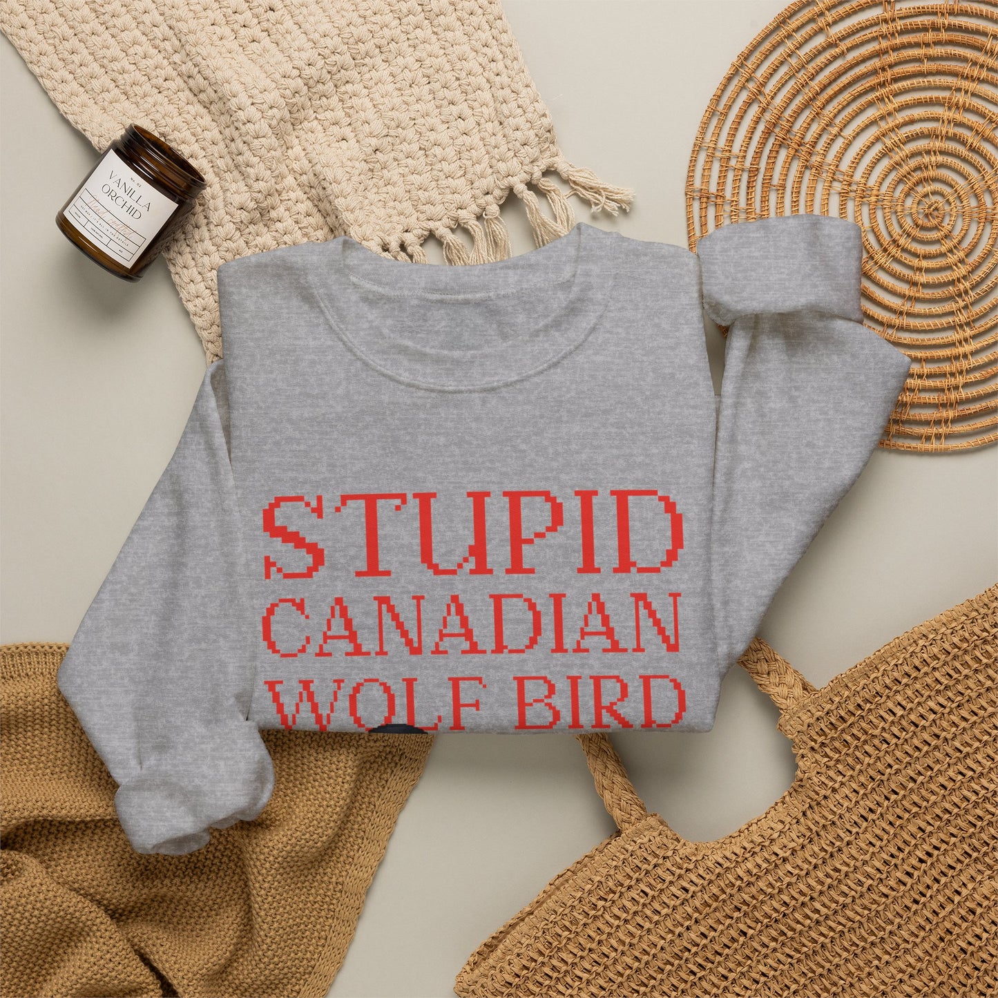 Stupid Canadian Wolf Bird Sweatshirt