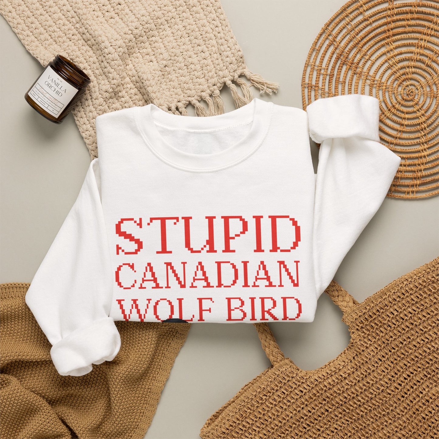 Stupid Canadian Wolf Bird Sweatshirt