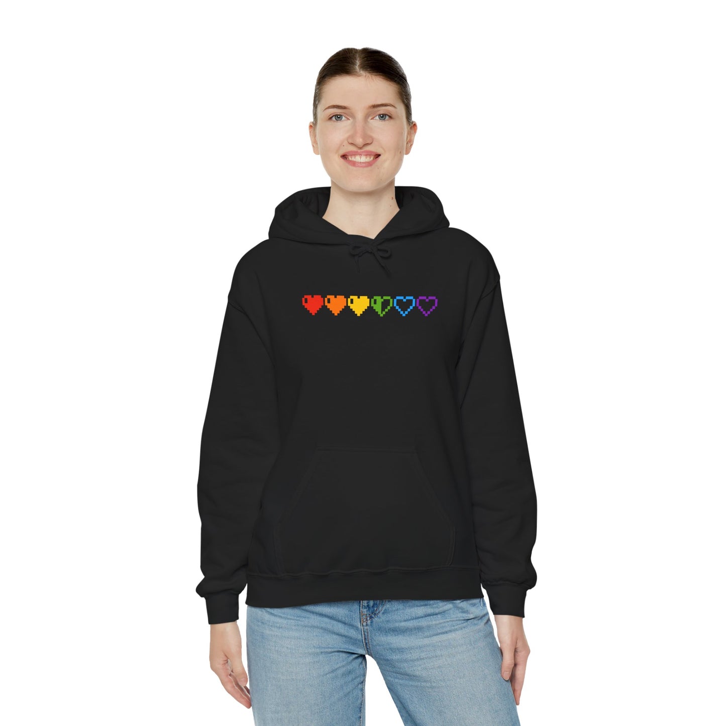 Pixelated Pride Hearts Hoodie