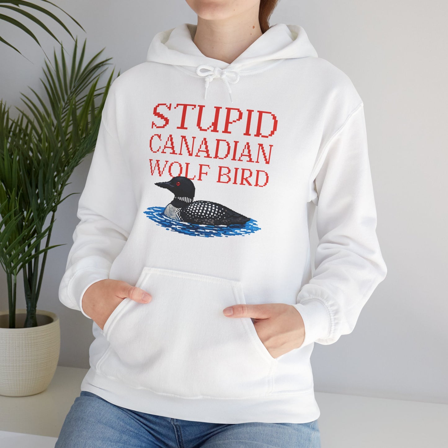 Stupid Canadian Wolf Bird Hoodie
