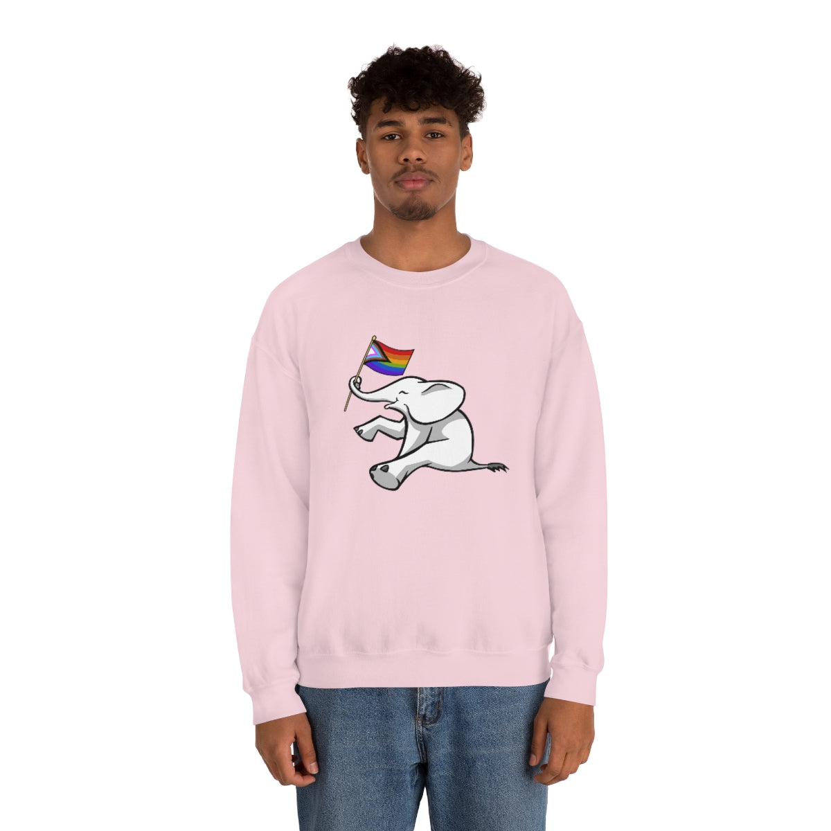 White Elephant Holiday Pride Flag Crewneck Sweatshirt