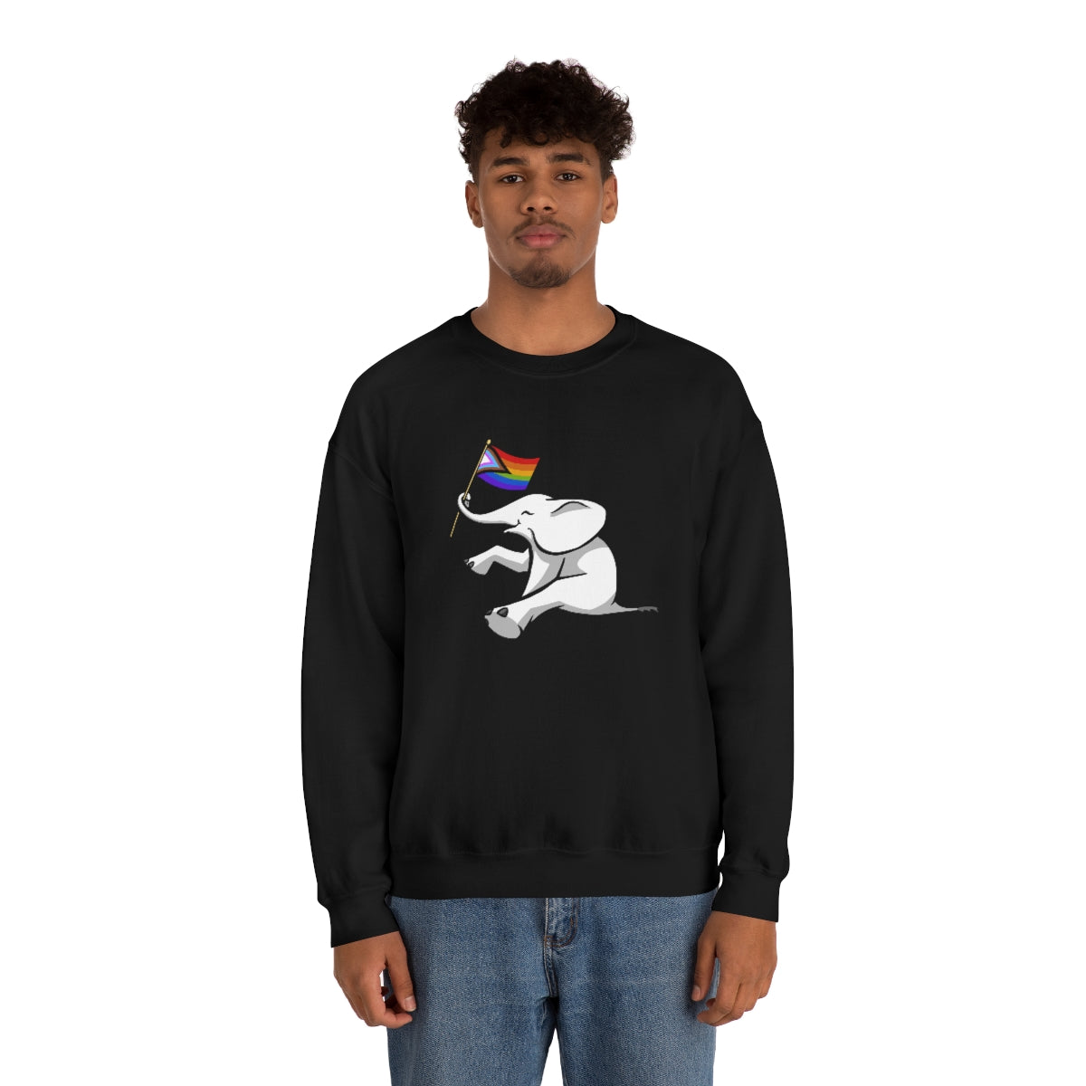 White Elephant Holiday Pride Flag Crewneck Sweatshirt