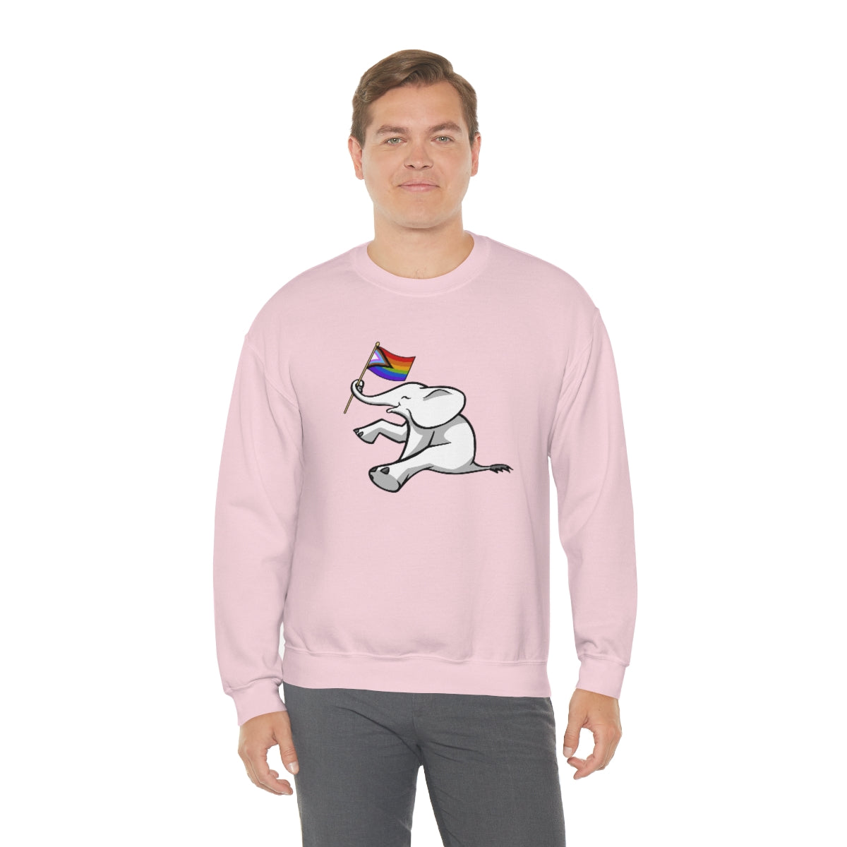 White Elephant Holiday Pride Flag Crewneck Sweatshirt
