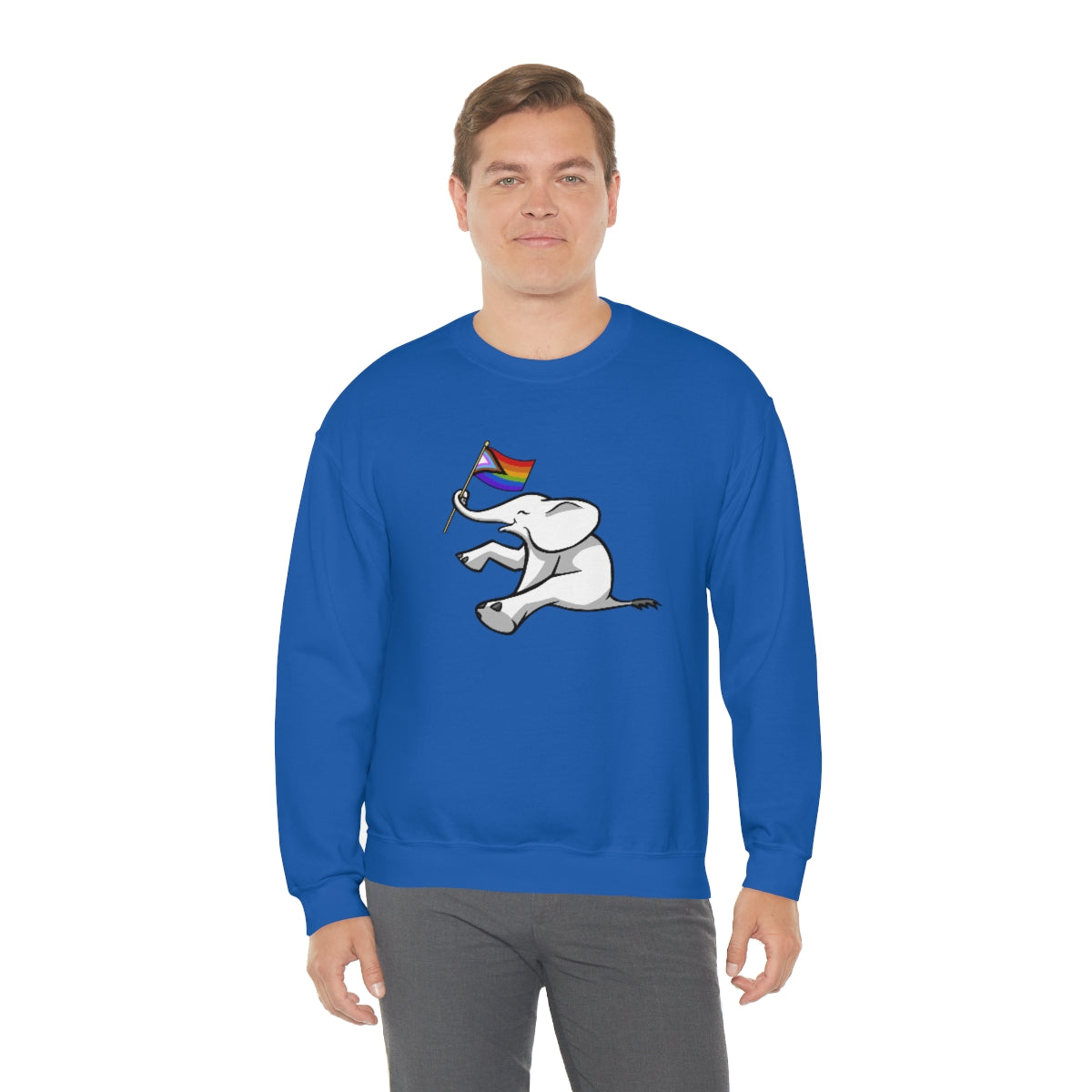 White Elephant Holiday Pride Flag Crewneck Sweatshirt
