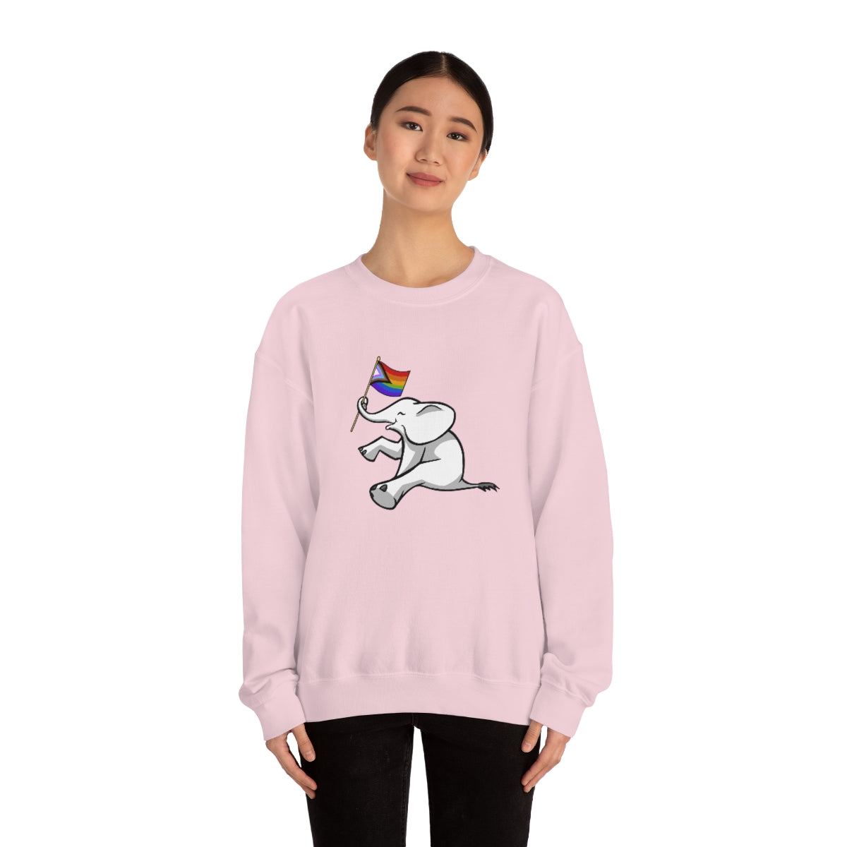 White Elephant Holiday Pride Flag Crewneck Sweatshirt