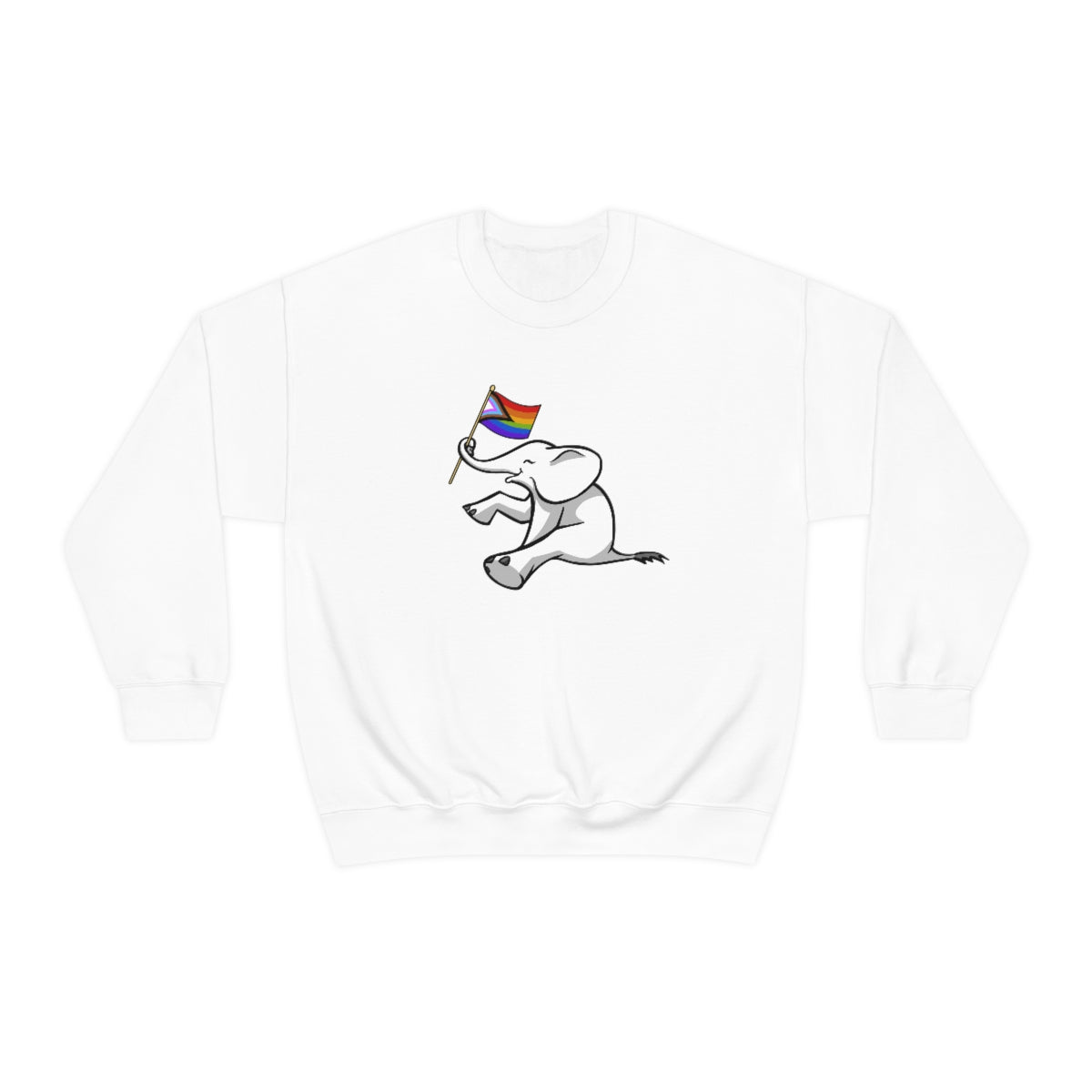 White Elephant Holiday Pride Flag Crewneck Sweatshirt