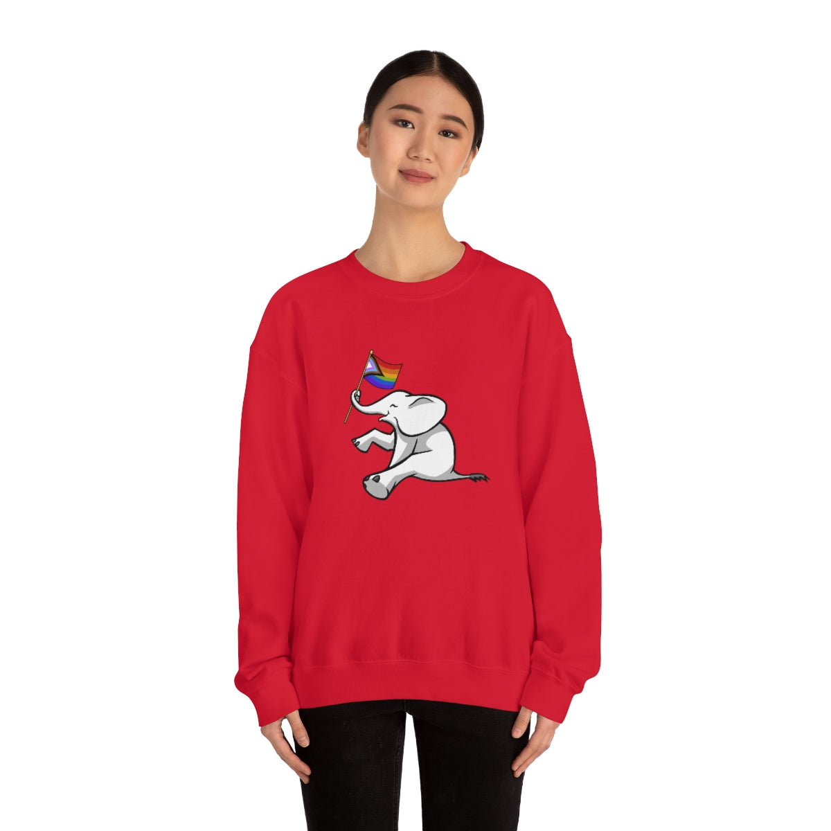 White Elephant Holiday Pride Flag Crewneck Sweatshirt