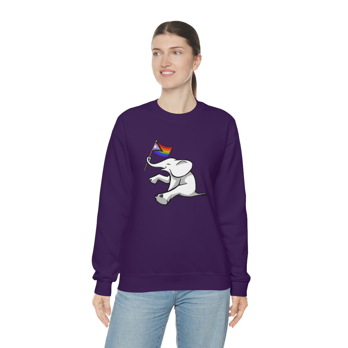 White Elephant Holiday Pride Flag Crewneck Sweatshirt