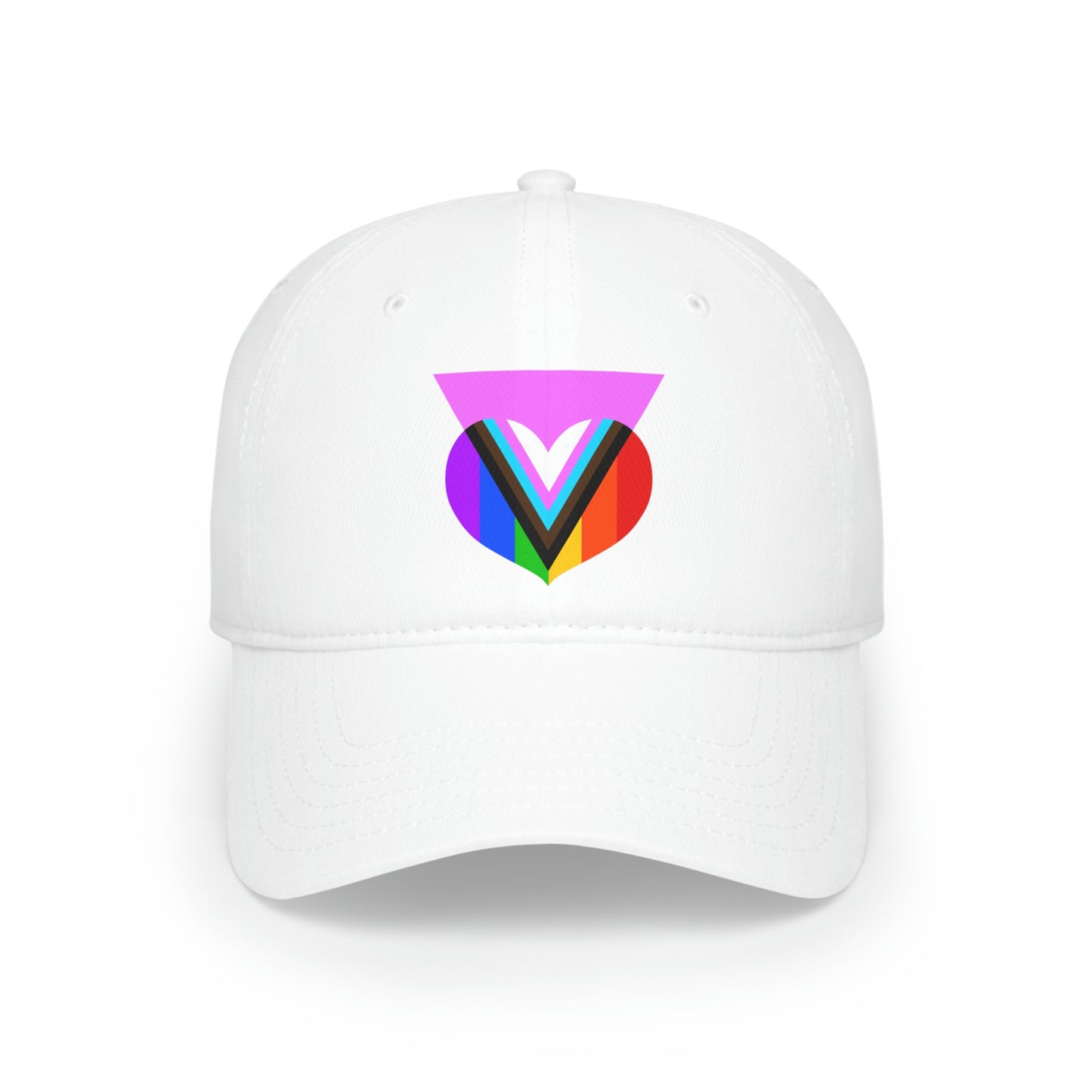 Pink Progress Pride Heart Low Profile Baseball Cap