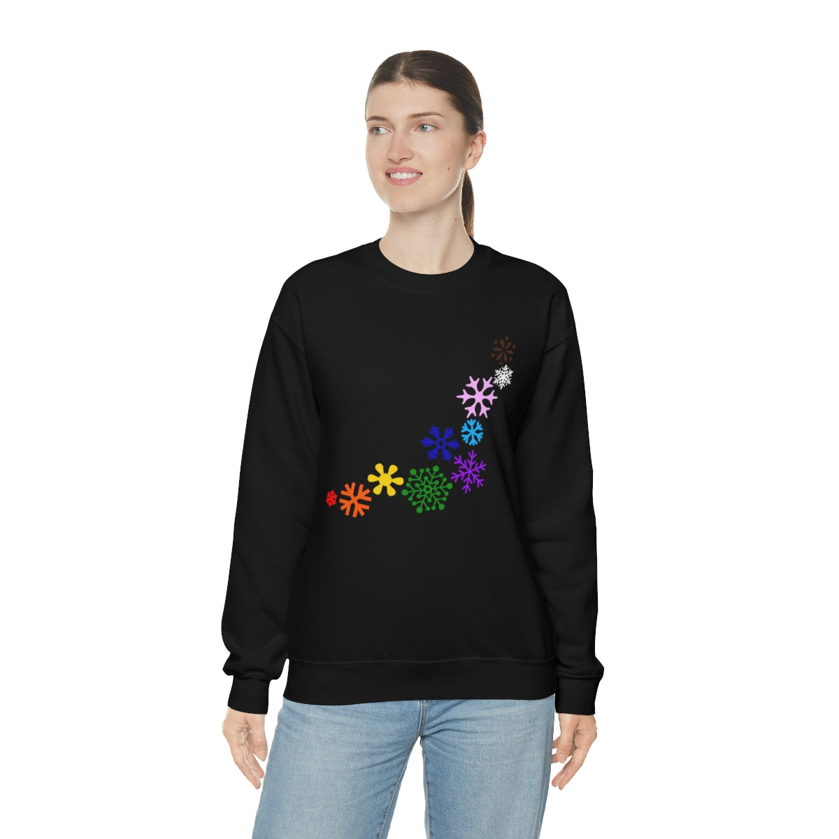 Rainbow Snowflakes Crewneck Sweatshirt