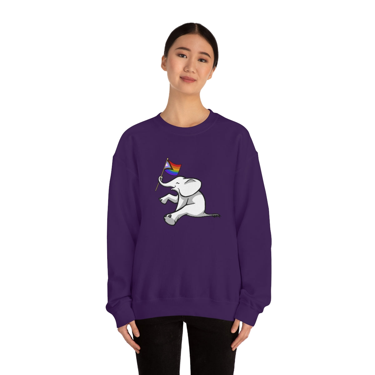 White Elephant Holiday Pride Flag Crewneck Sweatshirt