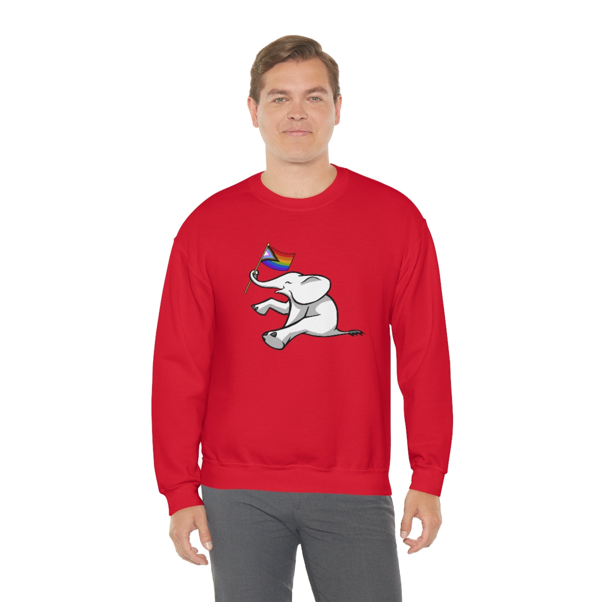 White Elephant Holiday Pride Flag Crewneck Sweatshirt