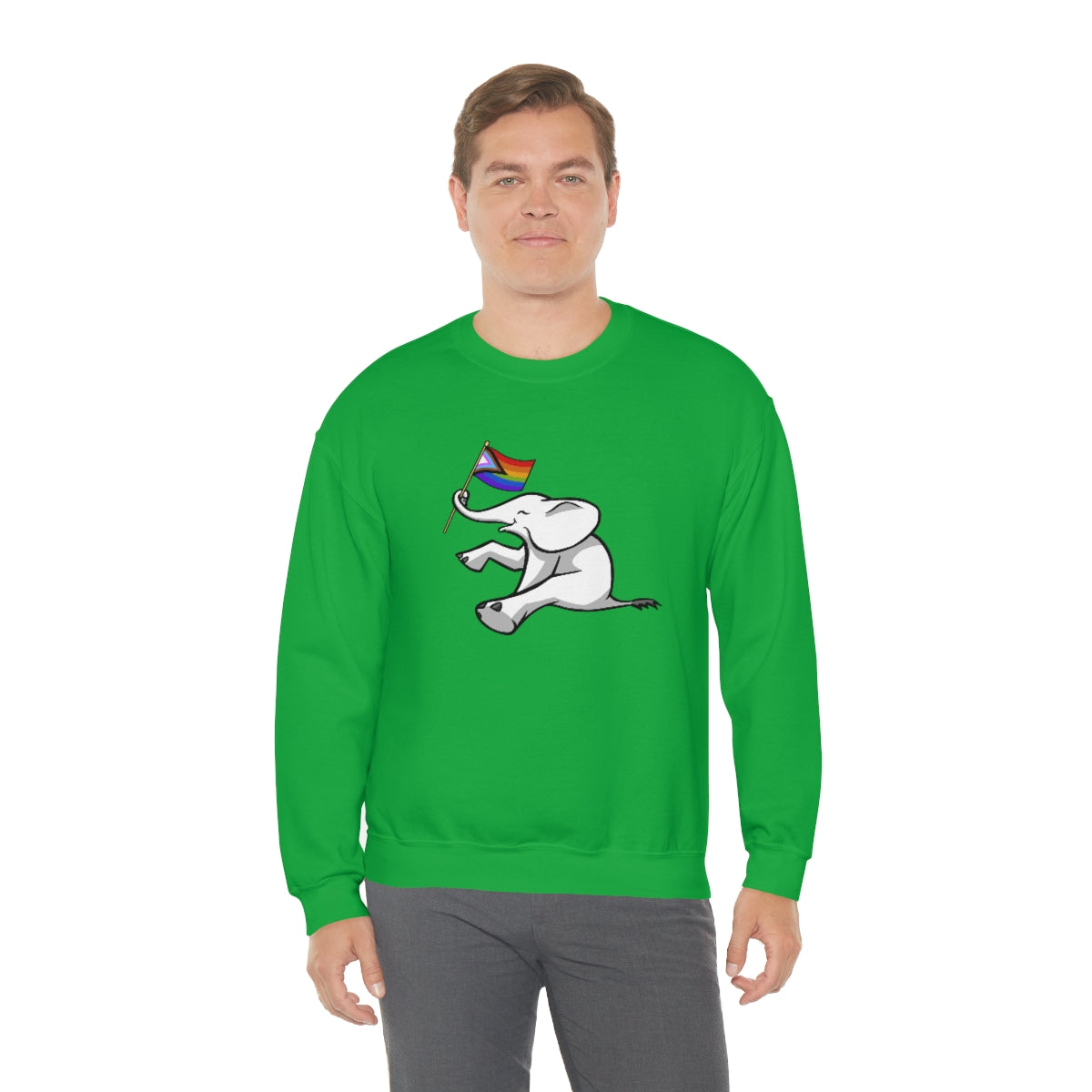 White Elephant Holiday Pride Flag Crewneck Sweatshirt