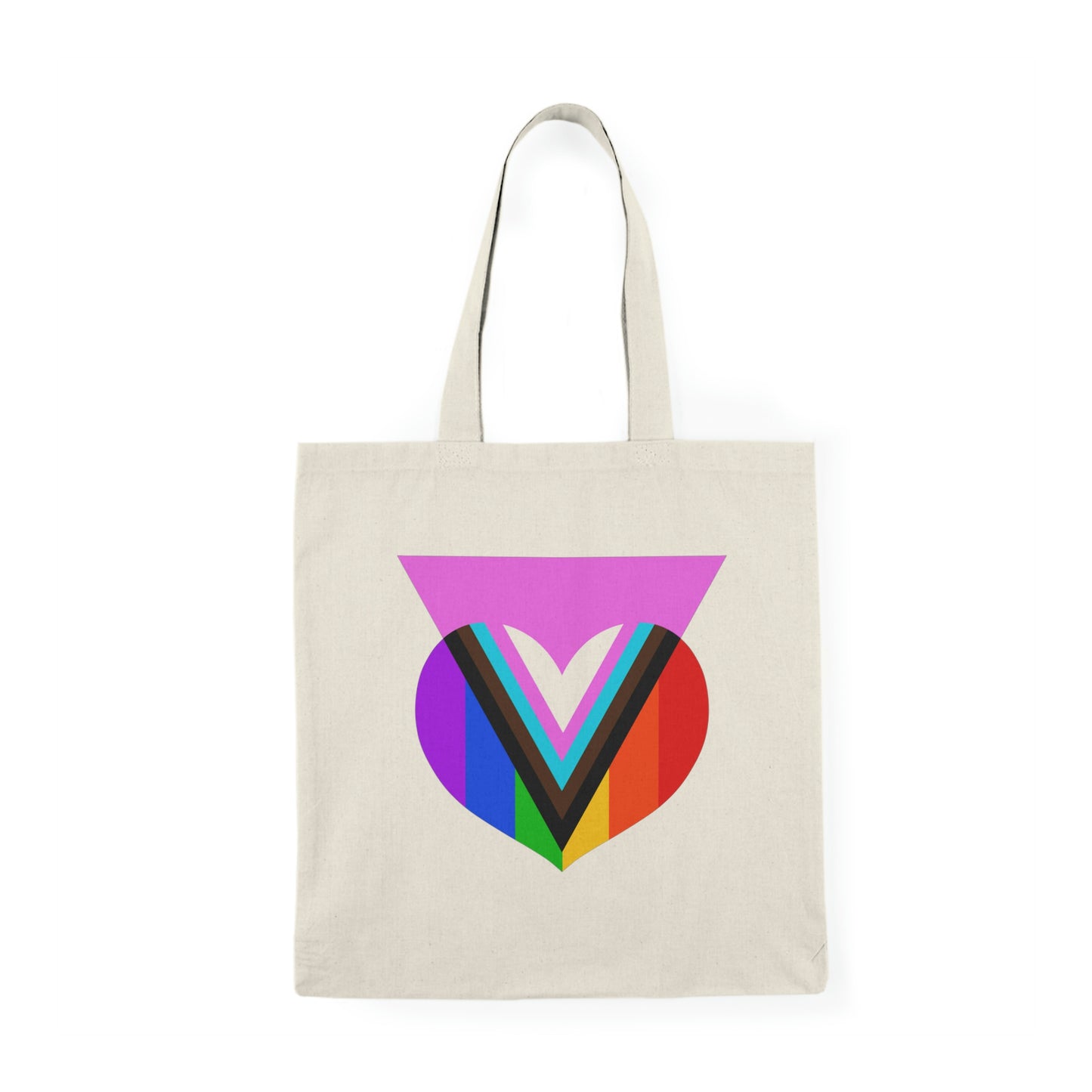 Pink Progress Pride Heart Natural Tote Bag
