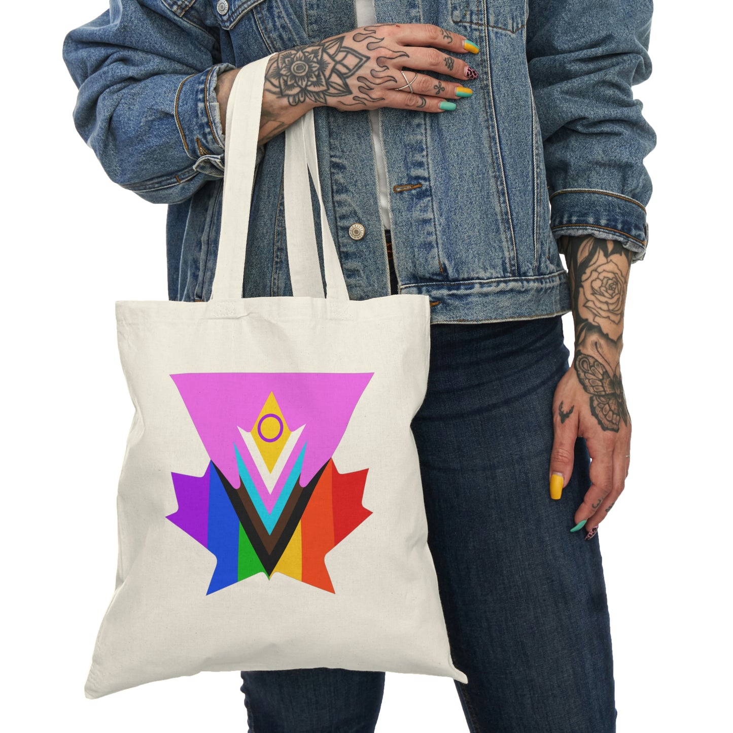 Pink Progress Pride Maple Natural Tote Bag