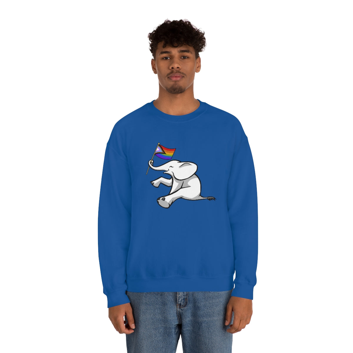 White Elephant Holiday Pride Flag Crewneck Sweatshirt