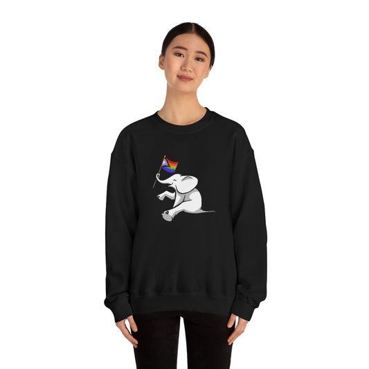 White Elephant Holiday Pride Flag Crewneck Sweatshirt