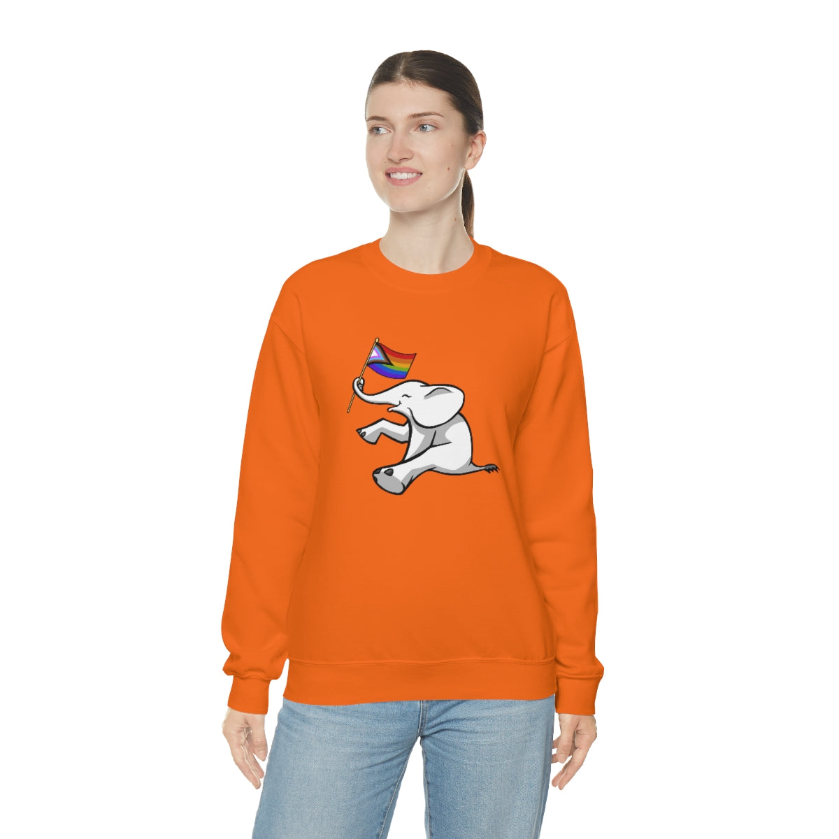 White Elephant Holiday Pride Flag Crewneck Sweatshirt