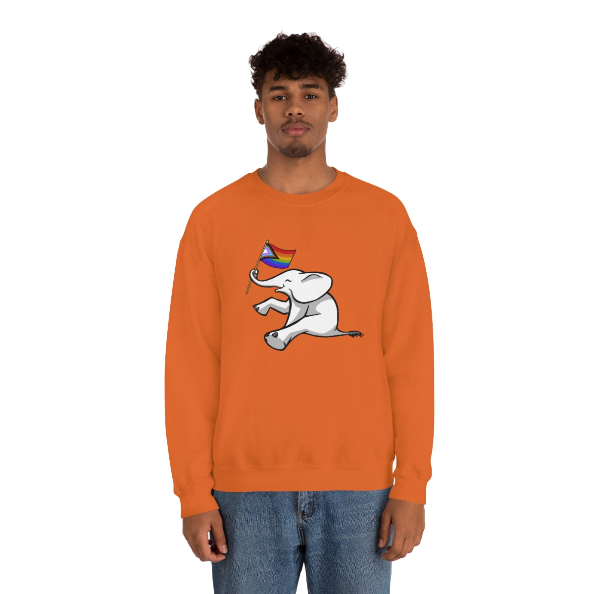 White Elephant Holiday Pride Flag Crewneck Sweatshirt