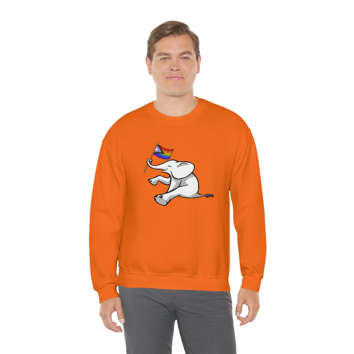 White Elephant Holiday Pride Flag Crewneck Sweatshirt