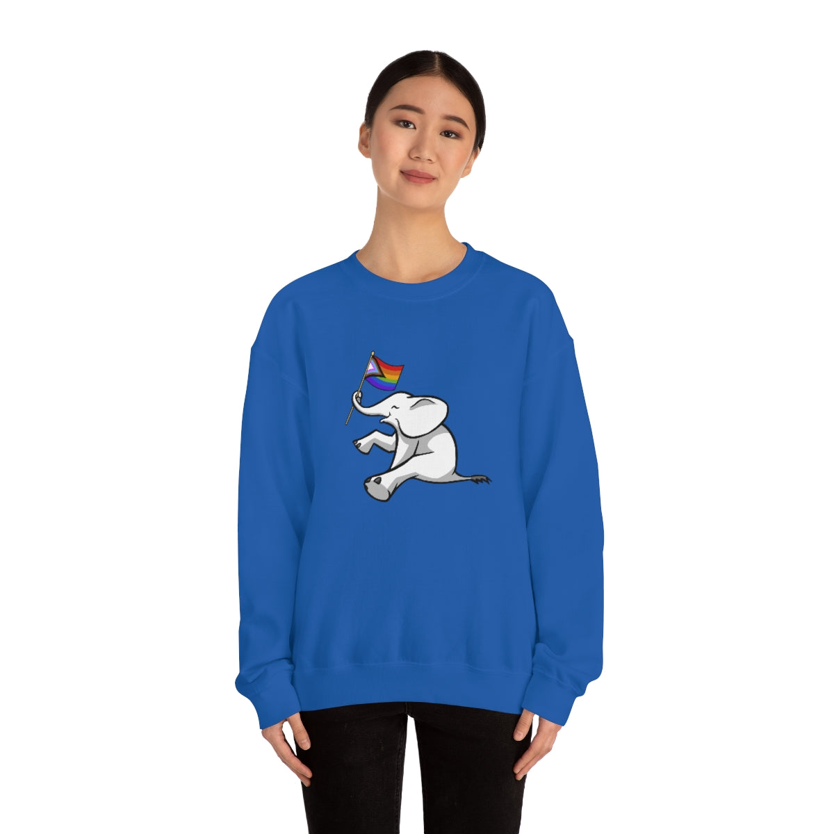 White Elephant Holiday Pride Flag Crewneck Sweatshirt